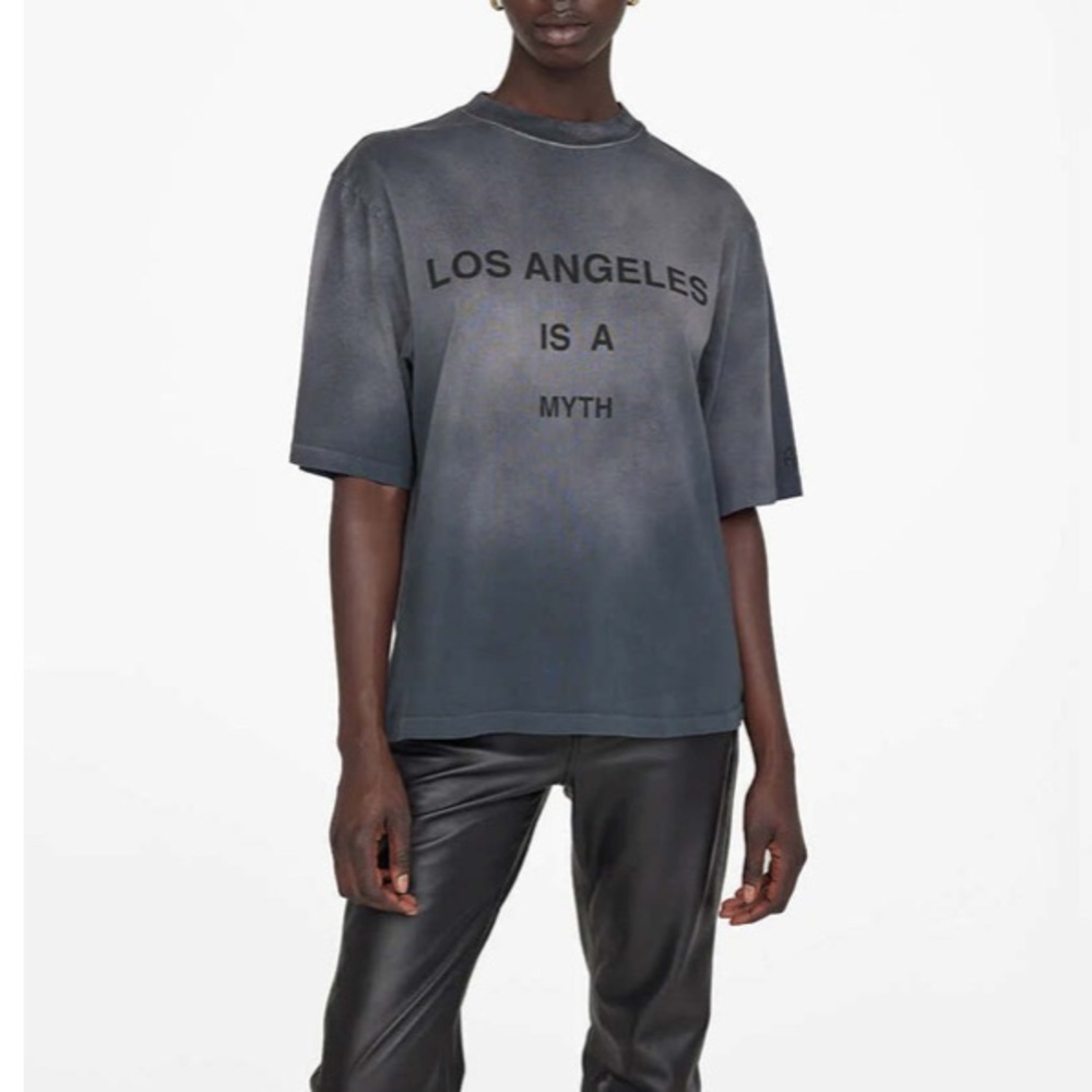 Anine Bing Avi Tee - Myth Los Angeles/Charcoal Sz M